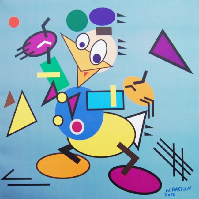 Schilderij getiteld "Kandinsky-Donald" door Wolfgang Bastian, Origineel Kunstwerk