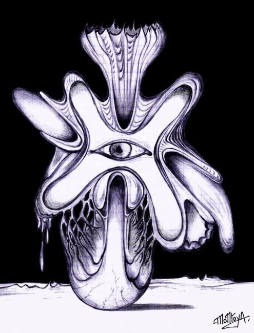 Drawing titled "cyclope onirique" by Wolfonic, Original Artwork