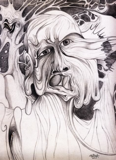 Tekening getiteld "face de bois" door Wolfonic, Origineel Kunstwerk