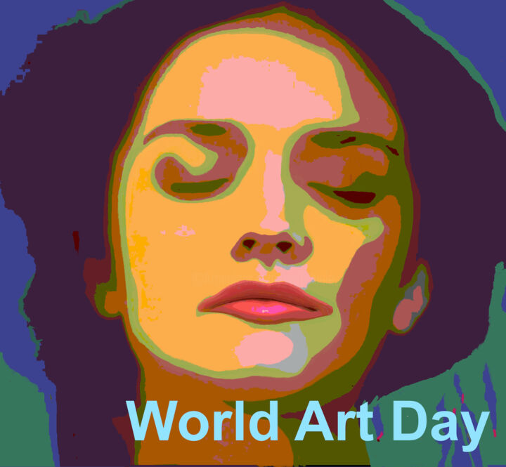Malerei mit dem Titel "World Art Day de l'…" von Wolf Thiele, Original-Kunstwerk, 2D digitale Arbeit
