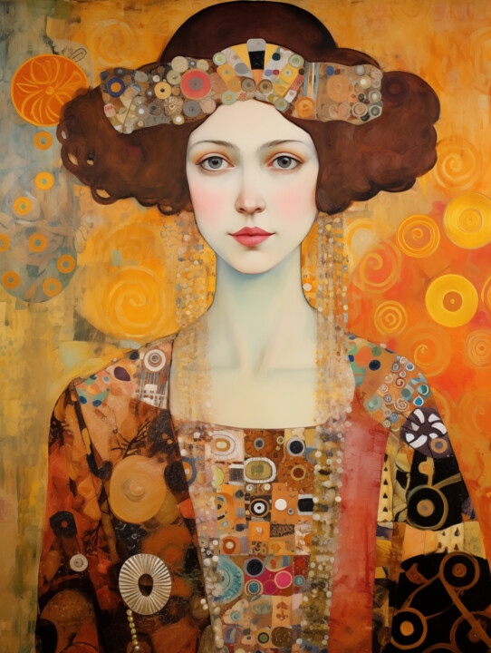 Arts numériques intitulée "Klimt devotion" par Wonder Art, Œuvre d'art originale, Peinture numérique