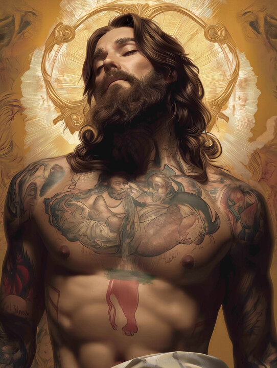 Arts numériques intitulée "Blessed Jesus v3" par Wonder Art, Œuvre d'art originale, Travail numérique 2D