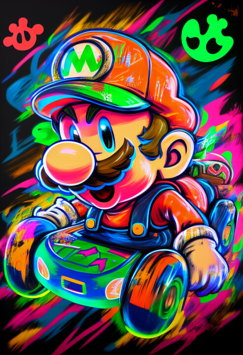 Neon Mario Kart, Artes digitais por Wonder Artist