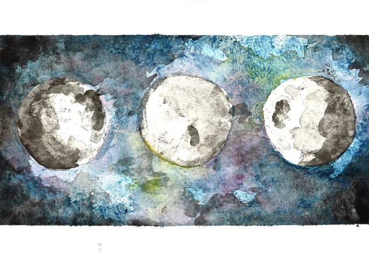 Картина под названием ""Luna"" - Wonderland, Подлинное произведение искусства, Акварель