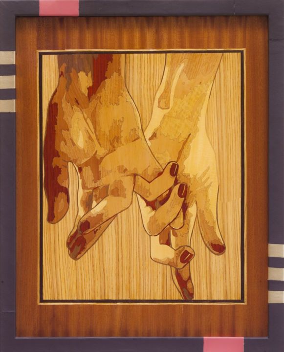 Kolaże zatytułowany „Marquetry panel. Em…” autorstwa Woodins, Oryginalna praca, Kolaże Zamontowany na Panel drewniany