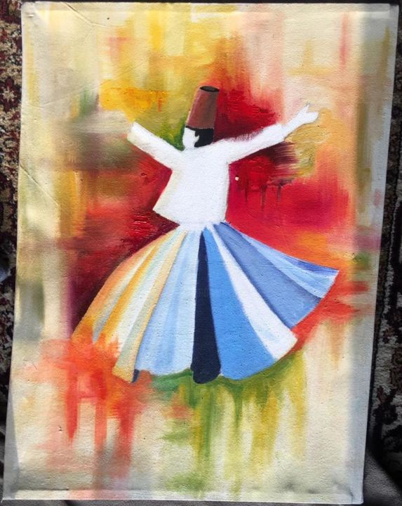 Painting titled "The Sufi" by Fasi Deen, Original Artwork, Oil