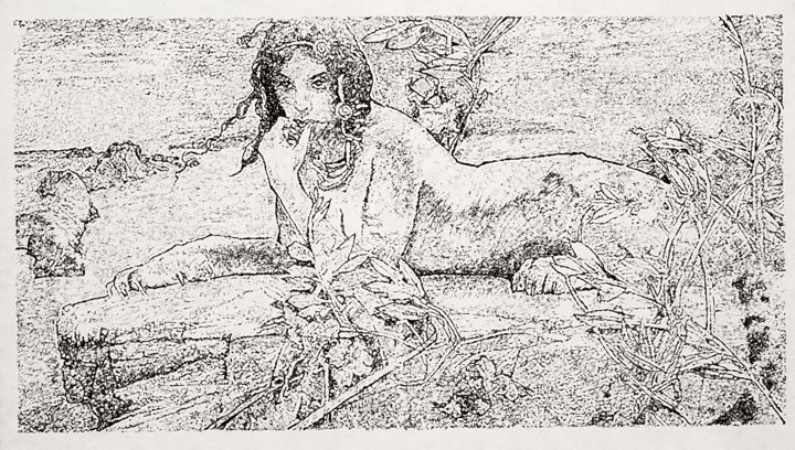 Painting titled "The young sphinx" by Mikhail Solovyov, Original Art, Ink