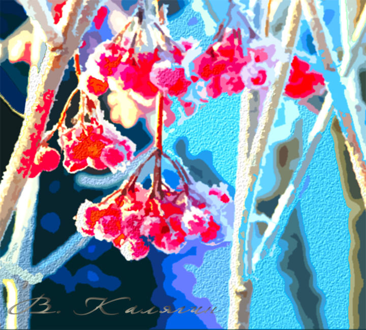 Картина под названием "Покраснела рябина" - Владимир Калягин, Подлинное произведение искусства, Другой