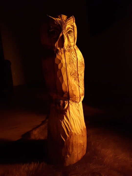 Sculptuur getiteld "Sowa" door Agata, Origineel Kunstwerk, Hout