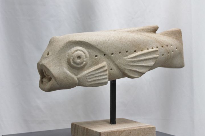 Sculpture titled "Fantasy Fish I" by Wojciech Pietranik, Original Artwork, Stone