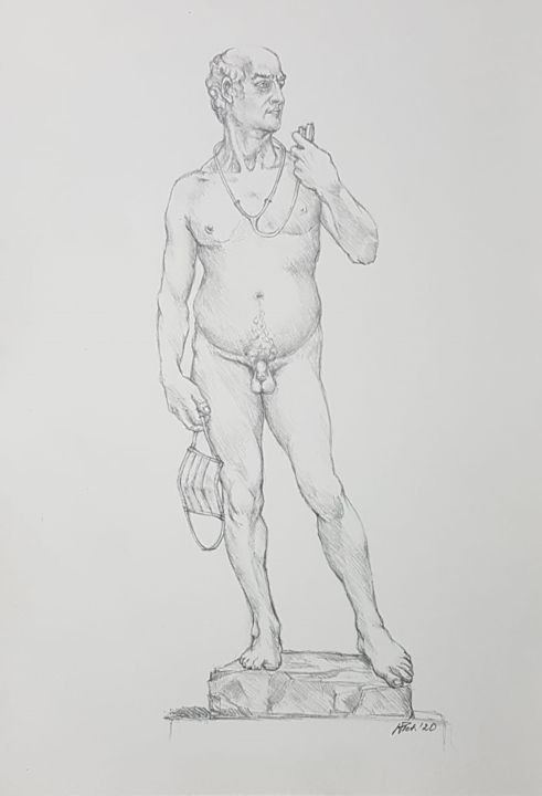 Drawing titled "The  Naked Truth 20…" by Wojciech Pietranik, Original Artwork, Pencil