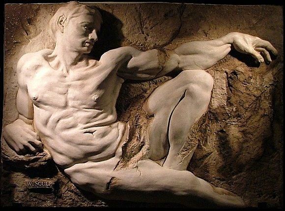 Scultura intitolato "A Michelangelo Trib…" da Mayta Pasa & Alvaro Berti Wall Sculptures, Opera d'arte originale