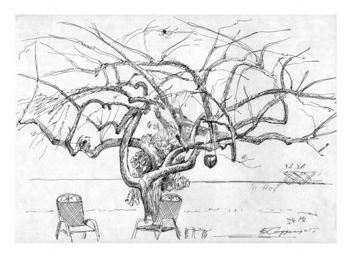 Desenho intitulada "Сухое дерево  ( dry…" por Boris Studentsov, Obras de arte originais