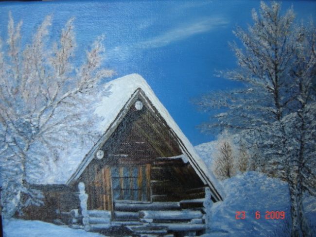 "chalet en montagne" başlıklı Tablo Daniel Wuilmet tarafından, Orijinal sanat, Petrol