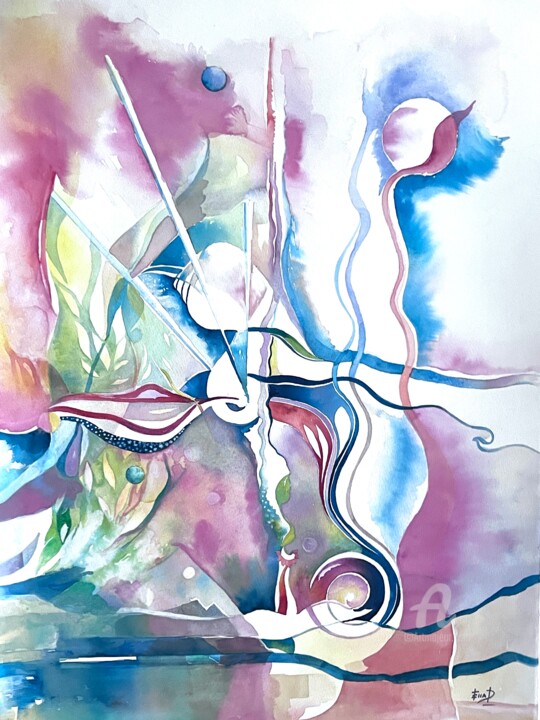 Painting titled "MY SECRET" by Ella Prakash, Original Artwork, Watercolor