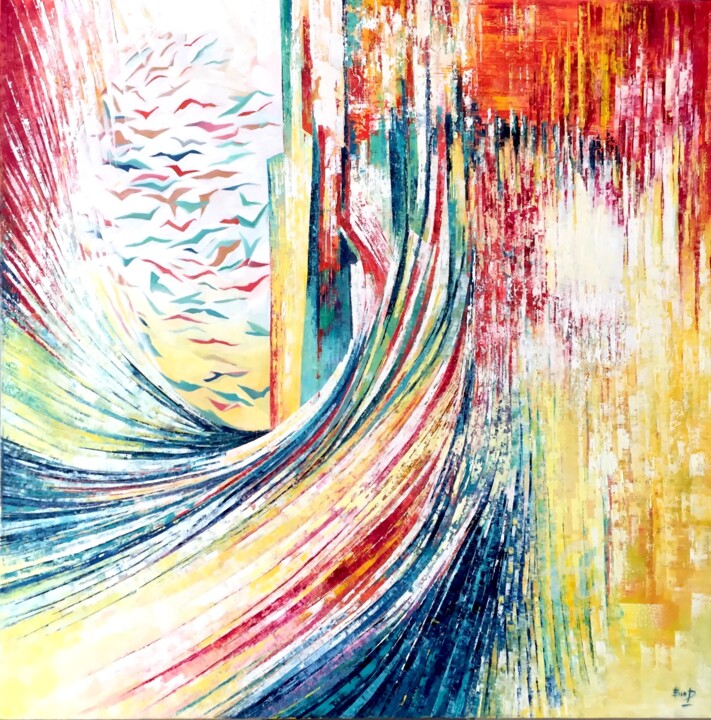 Peinture intitulée "BREAK THROUGH" par Ella Prakash, Œuvre d'art originale, Huile