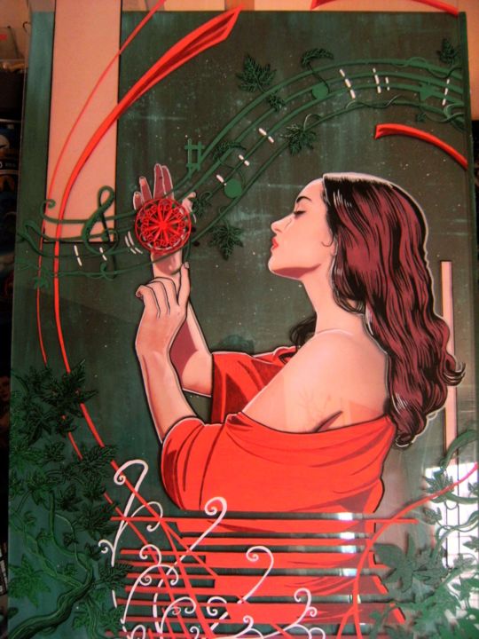 Peinture intitulée "La musicienne" par Wyllow, Œuvre d'art originale, Acrylique