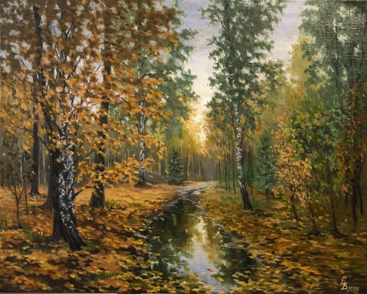 Painting titled "Листопад" by Elena Isadchenko, Original Artwork, Oil