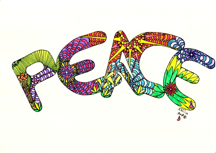 Dessin intitulée "Peace" par Xale, Œuvre d'art originale, Crayon