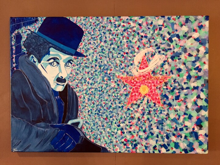 Painting titled "Charlot, Walk Of Fa…" by Xale, Original Artwork, Acrylic Mounted on Wood Stretcher frame