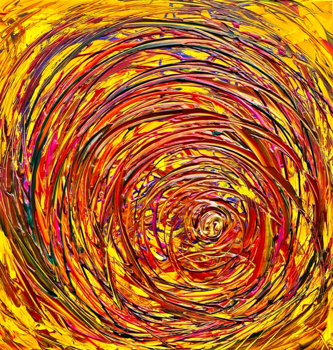Peinture intitulée "Rond de paille" par Xar, Œuvre d'art originale, Acrylique
