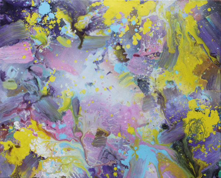 Картина под названием "champs de fleurs" - Xav Abstract, Подлинное произведение искусства, Акрил Установлен на Деревянная ра…