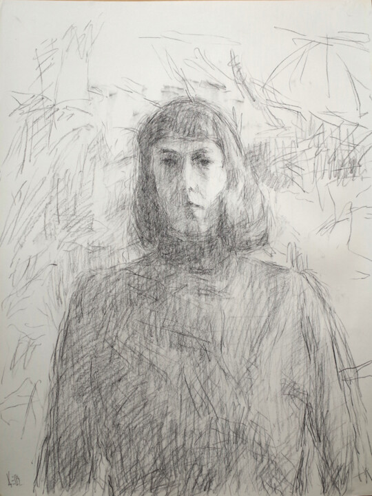 Dessin intitulée "JOAN MITCHELL (DESS…" par Xavier Auffret, Œuvre d'art originale, Crayon