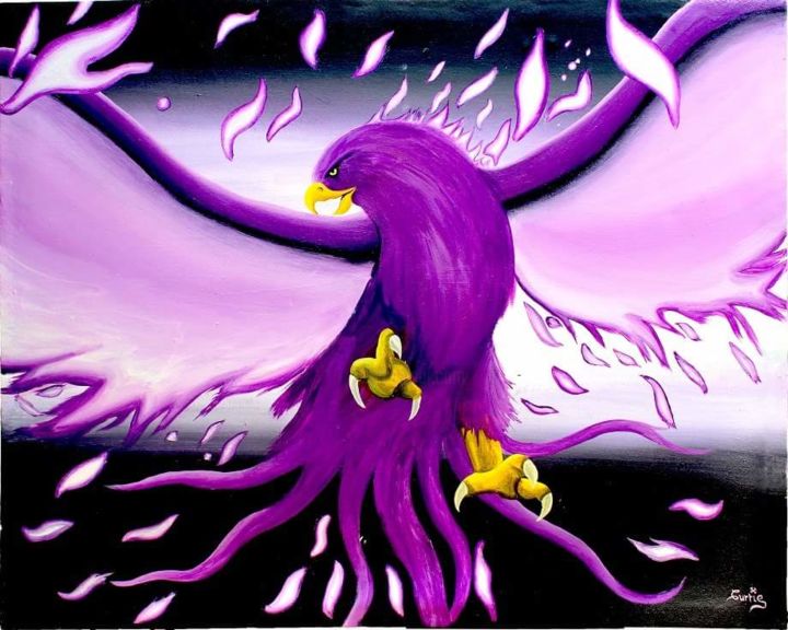 Peinture intitulée "Purple Rebirth" par Xavier Curtis, Œuvre d'art originale