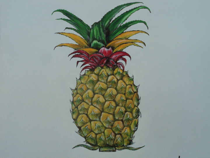 Картина под названием "ananas aux couleurs…" - Xavier De Lacaze, Подлинное произведение искусства