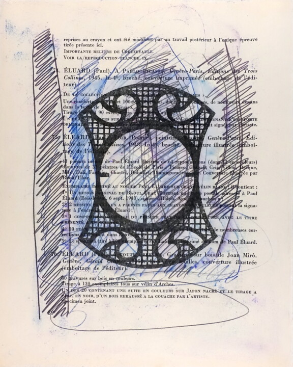 Gravures & estampes intitulée "Bibliothèque d'un a…" par Xavier Debeerst, Œuvre d'art originale, Monotype