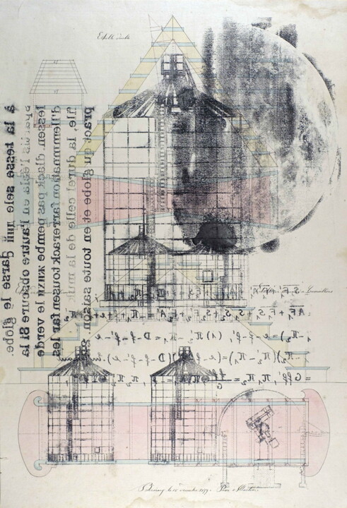 Εκτυπώσεις & Χαρακτικά με τίτλο "Cosmographie #23" από Xavier Debeerst, Αυθεντικά έργα τέχνης, Μονοτυπία