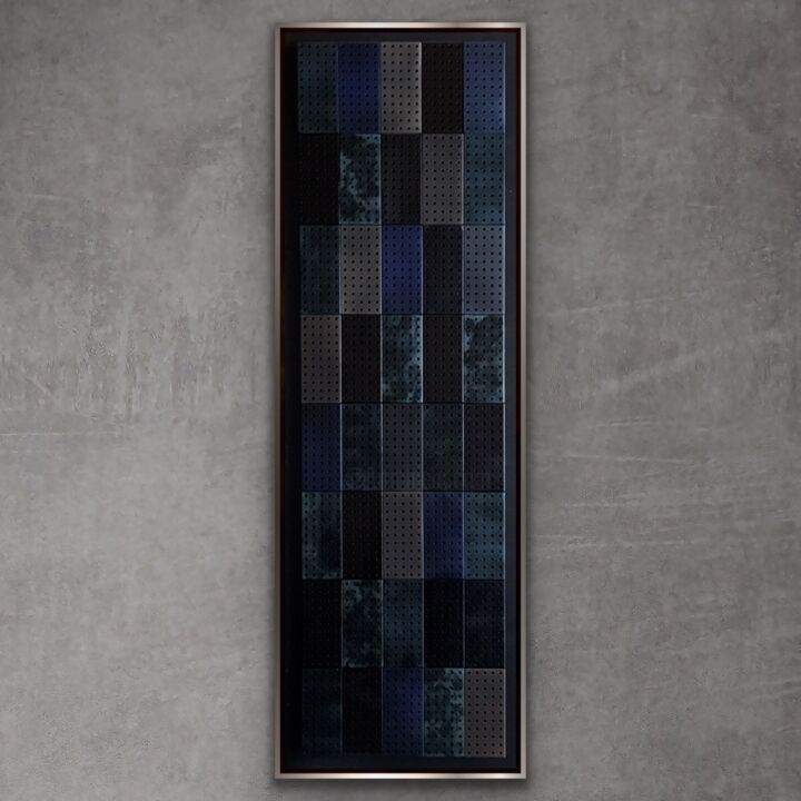 Sculpture titled "Shades of Blacks" by Xaro, Original Artwork, Metals Mounted on Wood Panel