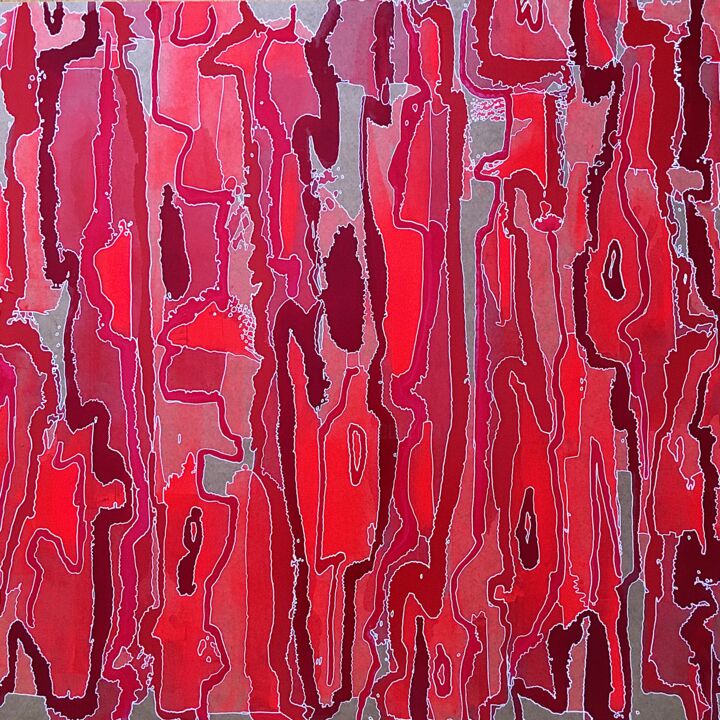 Peinture intitulée "Cèdre Rouge" par Xaro, Œuvre d'art originale, Acrylique Monté sur Panneau de bois