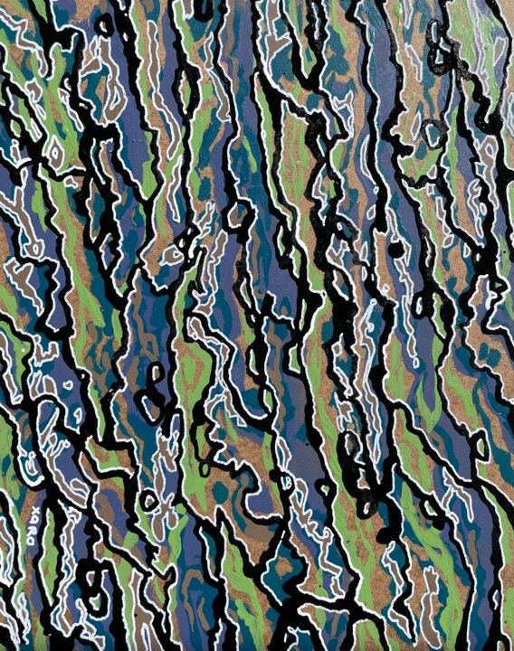 Painting titled "GraphicBark 84" by Xaro, Original Artwork, Acrylic Mounted on Wood Panel