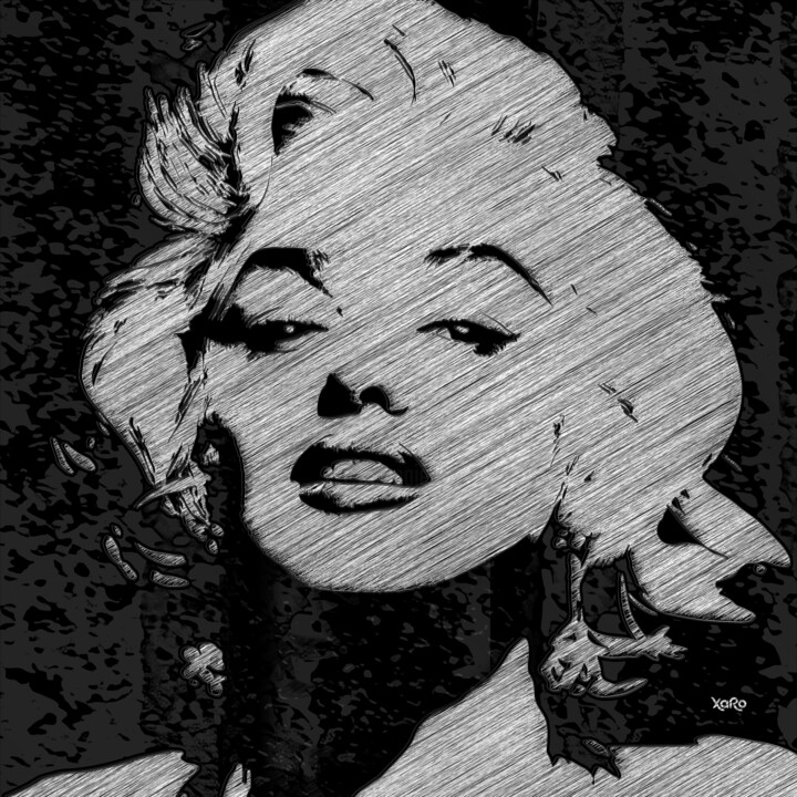 Arts numériques intitulée "Marylin Monroe silv…" par Xaro, Œuvre d'art originale, Travail numérique 2D Monté sur Aluminium