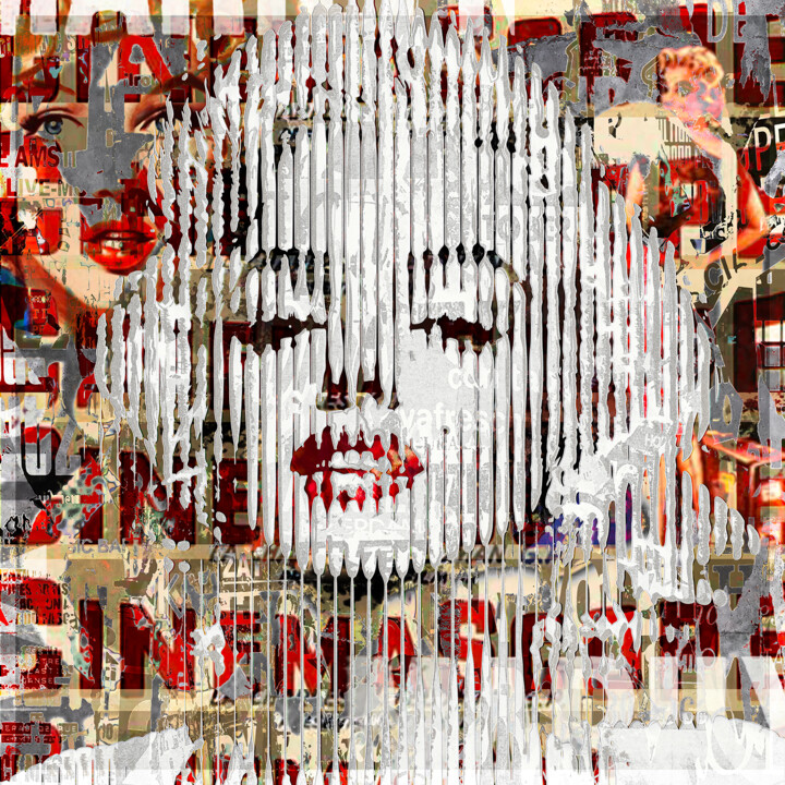 Arte digitale intitolato "Marylin Monroe Cine…" da Xaro, Opera d'arte originale, Collage digitale Montato su Metallo