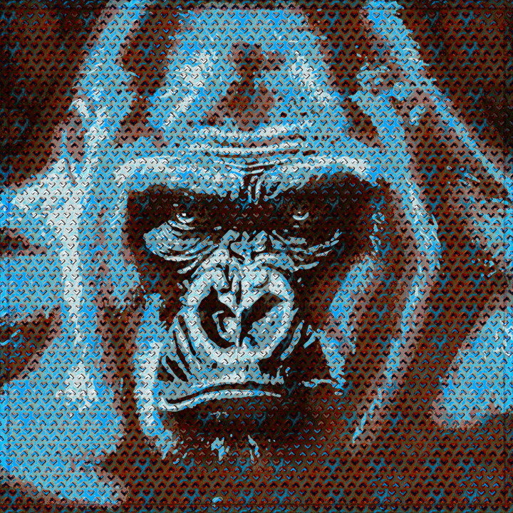 Painting titled "Silver Kong UrbanEx…" by Xaro, Original Artwork, 2D Digital Work Mounted on Aluminium