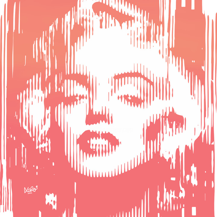 Digitale Kunst getiteld "Marylin Miss SunShi…" door Xaro, Origineel Kunstwerk, 2D Digital Work Gemonteerd op Aluminium