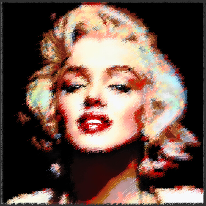Painting titled "Marylin Griffonnage…" by Xaro, Original Artwork, Digital Painting Mounted on Aluminium