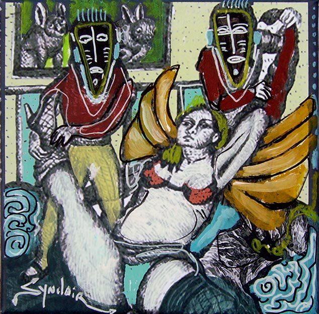 Painting titled "angie et ses démons" by Xavier Synclair, Original Artwork