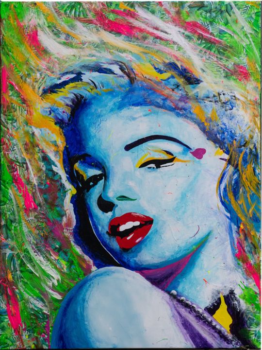 Schilderij getiteld "Marilyn Pop art" door Xavier Wttrwulghe, Origineel Kunstwerk, Acryl