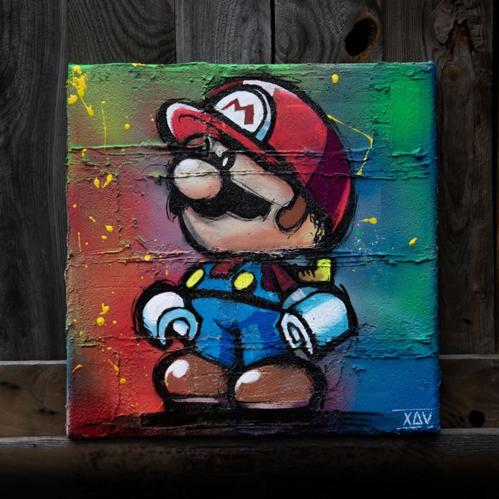 Malarstwo zatytułowany „Mario street Art” autorstwa Xavier Wttrwulghe, Oryginalna praca, Farba w spray'u