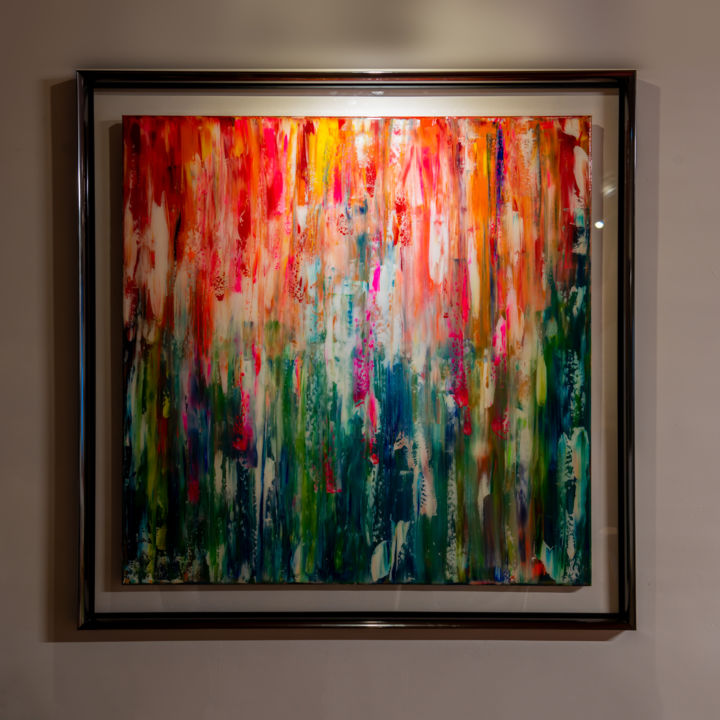 Painting titled "Color square P38" by Xavier Wttrwulghe, Original Artwork, Acrylic Mounted on Wood Stretcher frame