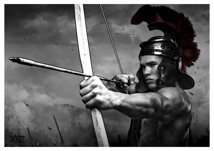 Digital Arts titled "The Archer. Les The…" by Xavier-Yves Zarani, Original Artwork, Digital Painting