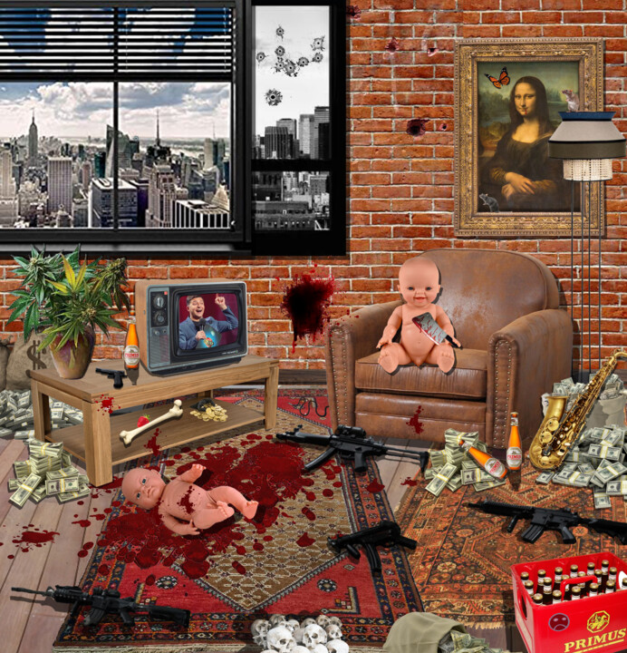 Digitale Kunst getiteld "THE PLACE TO BE" door Xavier Cocheton, Origineel Kunstwerk, Digitale collage