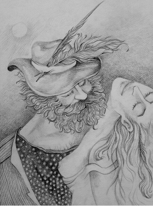 Tekening getiteld "Lovers" door Xenia Denisova, Origineel Kunstwerk, Potlood