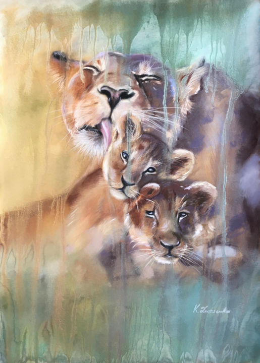 Drawing titled "‘Family chill-out’…" by Ksenia Lutsenko, Original Artwork, Pastel