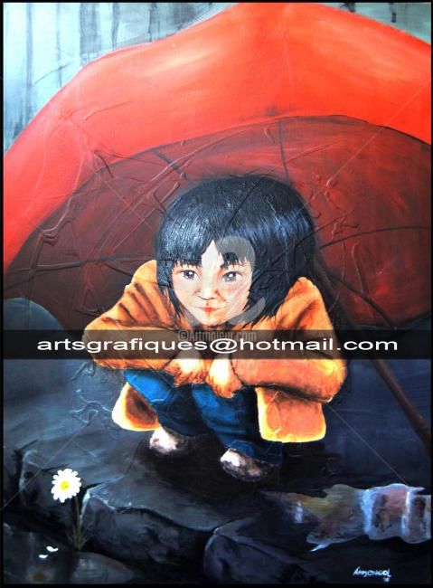 Painting titled "El Niño" by Armengol, Original Artwork, Acrylic