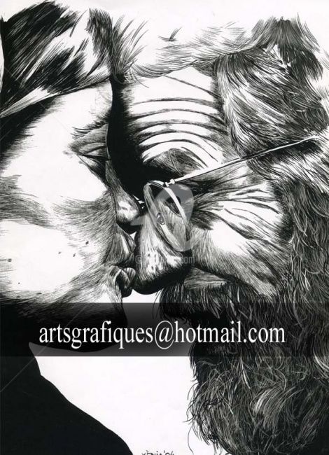Painting titled "Beso" by Armengol, Original Artwork, Ink