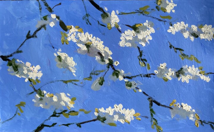 Painting titled "Cherry blossom" by Xeyale Bedelova, Original Artwork, Oil